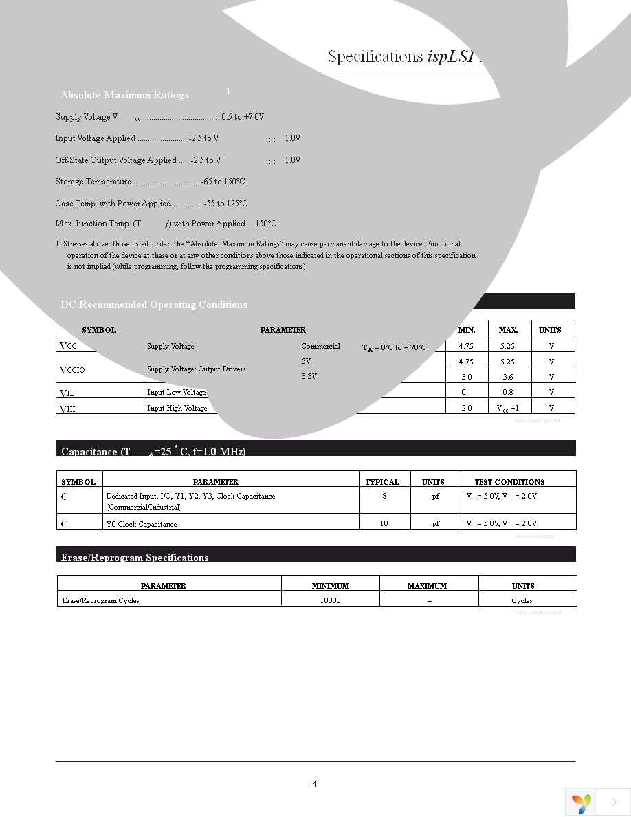 ISPLSI 1032EA-100LT100 Page 4